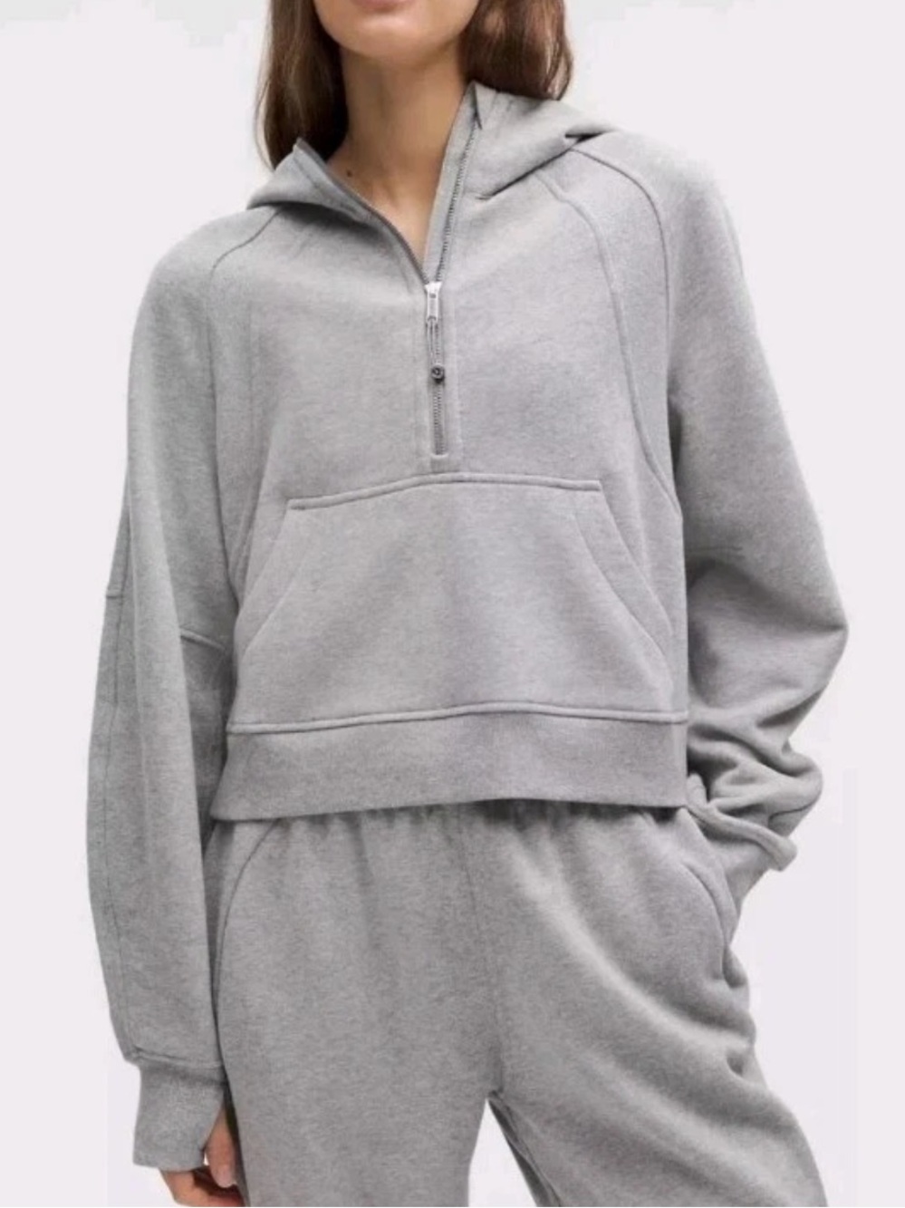 Lululemon Scuba Oversized Half-Zip Hoodie Pullover Sz XS/S LW3DUSS Heather Grey